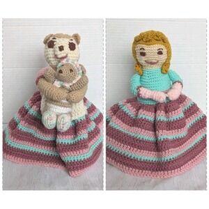 Handmade Goldilocks Doll Topsy Turvy Crochet Mama Baby Bear Flip Double Sided
